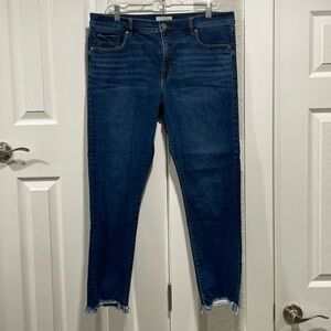 Loft Distressed Dark Wash Ankle Jean